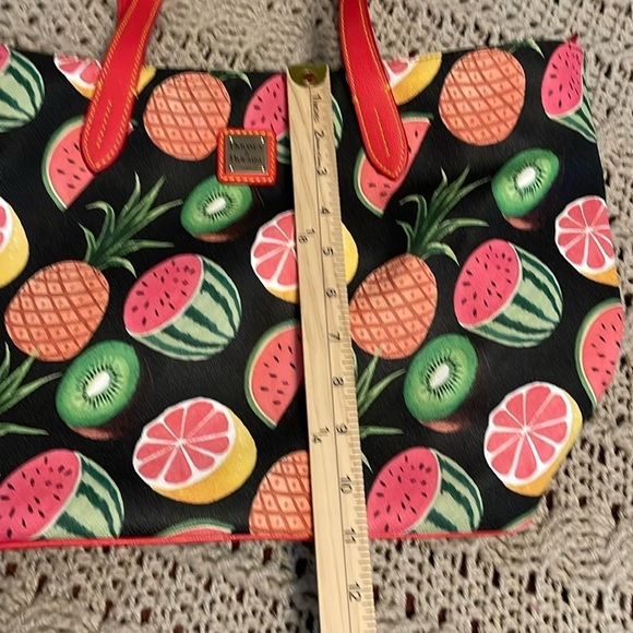 DOONEY & BOURKE Summer Fruit Print Tote Purse Watermelon‎ Pineapple Kiwi 16.5x11 - Picture 12 of 16